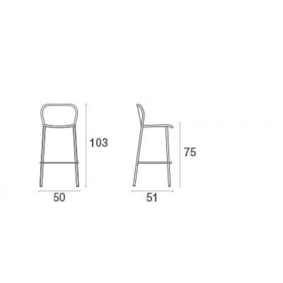 Garden Garden Bar Stool | Emu Darwin Barstool Set Of 4 Cm 50 X 51 X H103