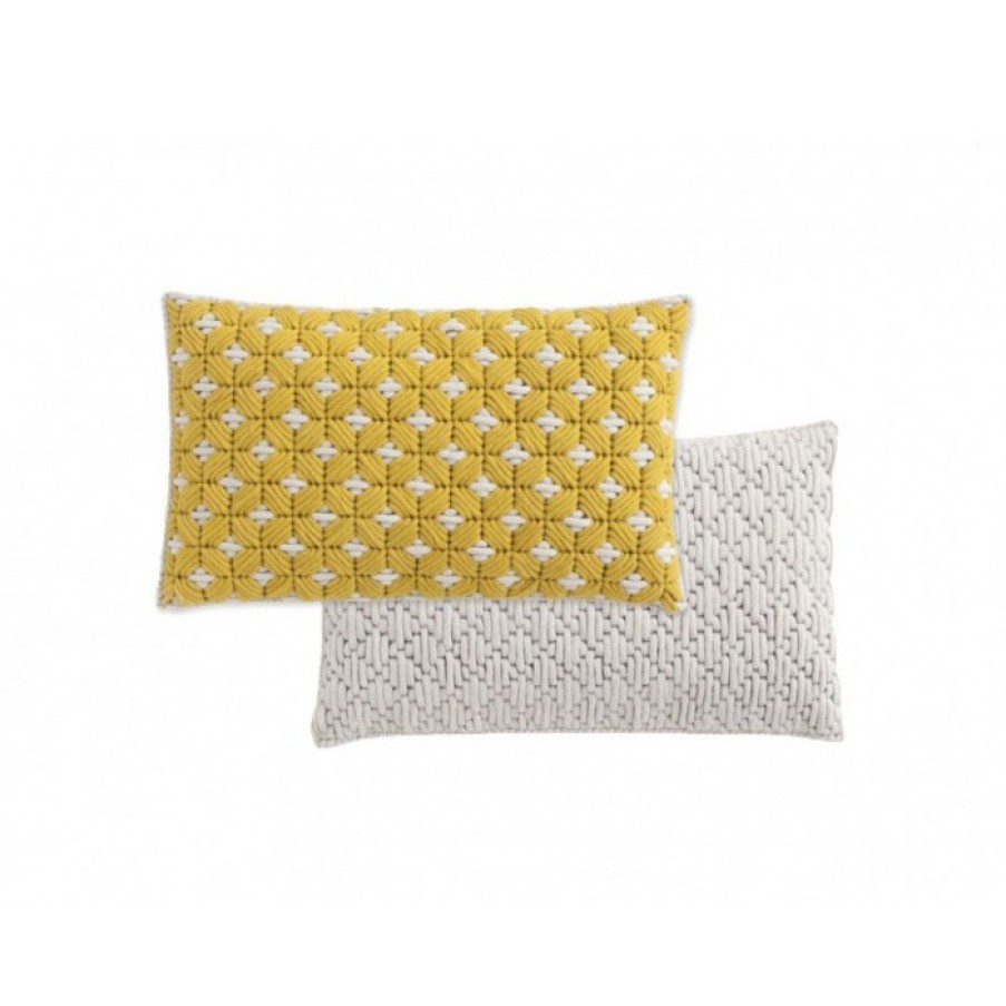 Textile Textile | Gan Silai Cushion Yellow/White Cm 60 X 35