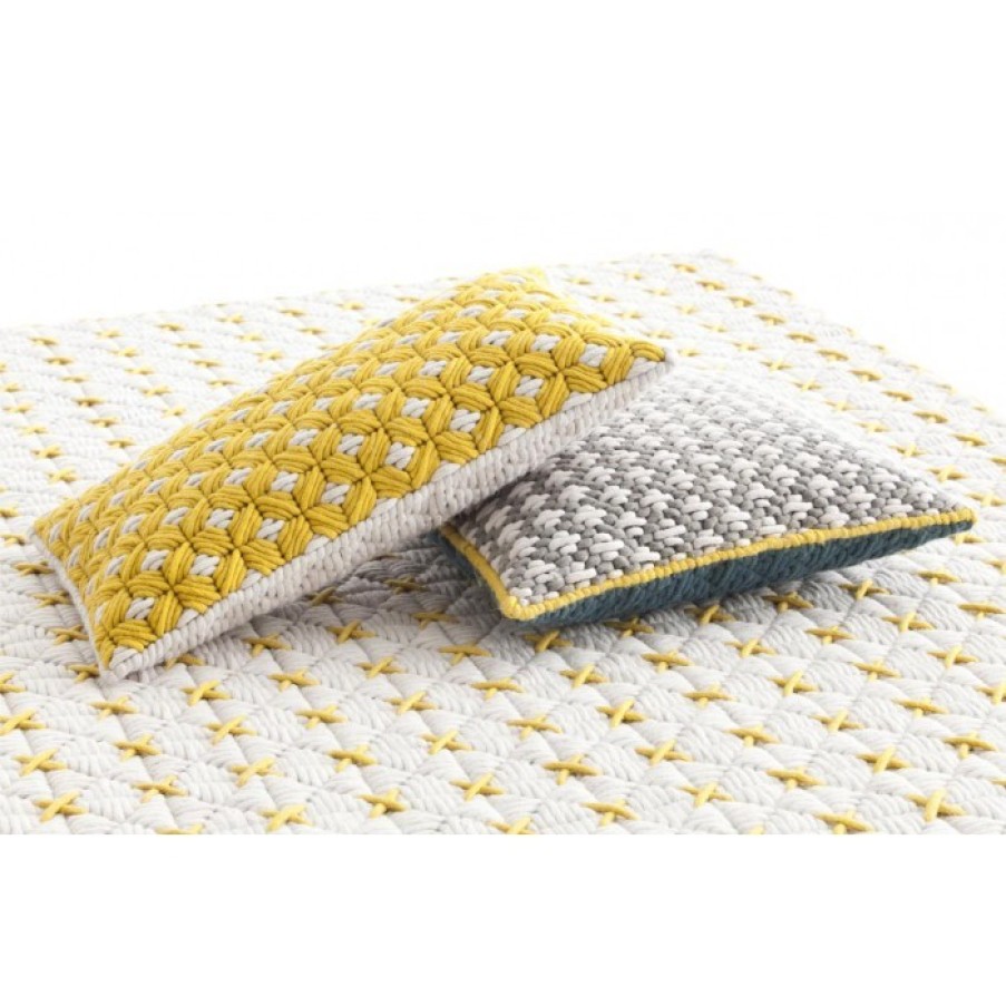 Textile Textile | Gan Silai Cushion Yellow/White Cm 60 X 35