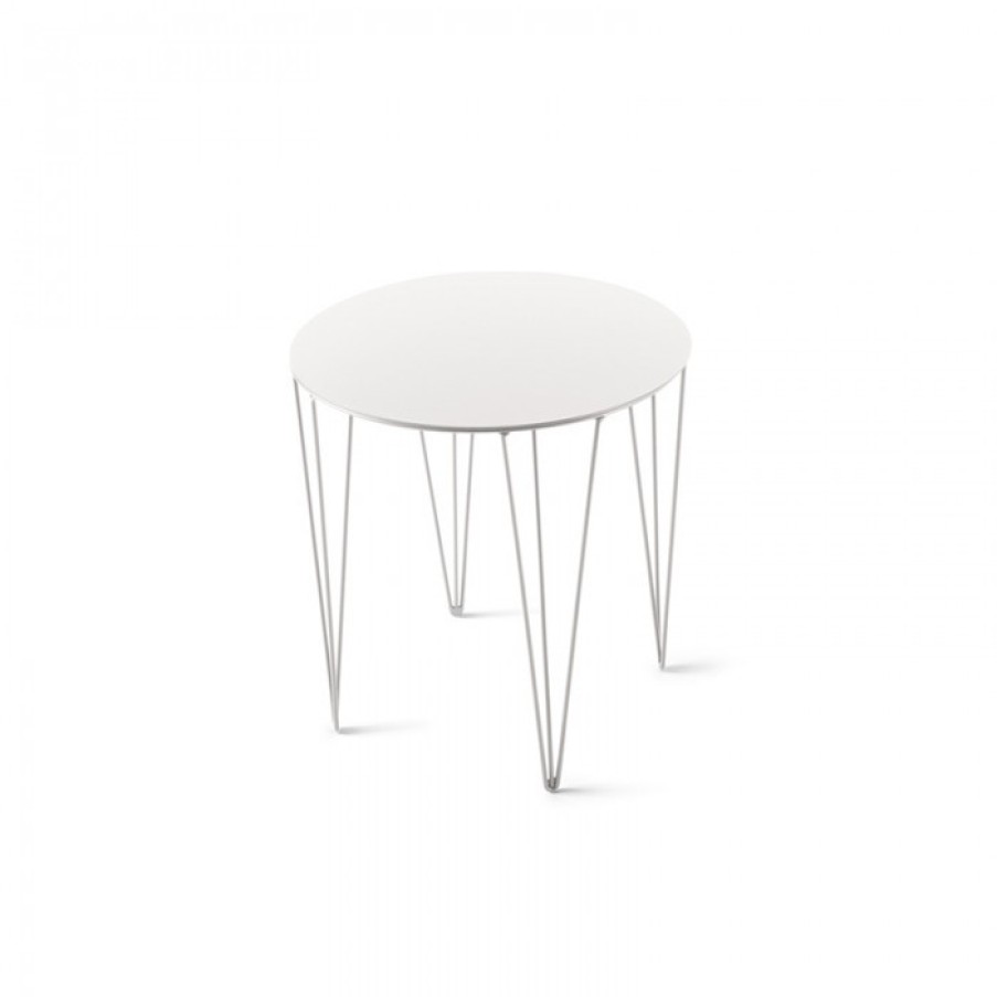 Furniture Furniture Side And Coffee Tables | Atipico Chele Table White Round Cm Dia40 X H40