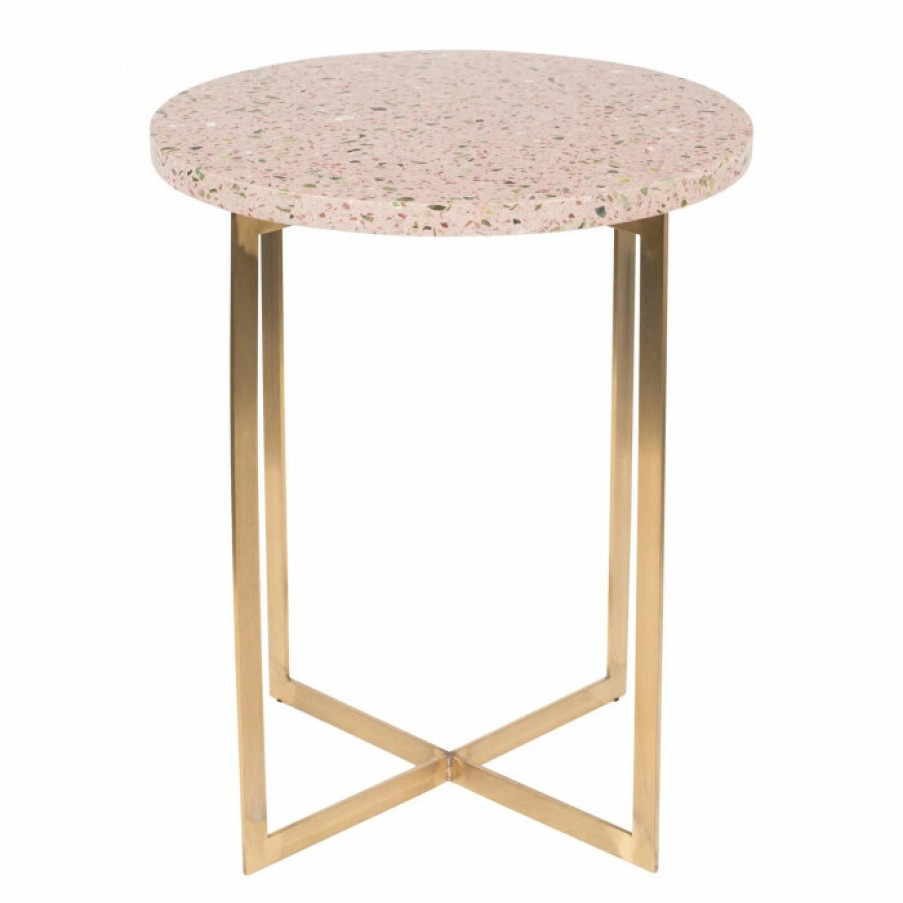 Furniture Furniture Side And Coffee Tables | Zuiver Tafel Luigi Terrazzo Pink/Brass