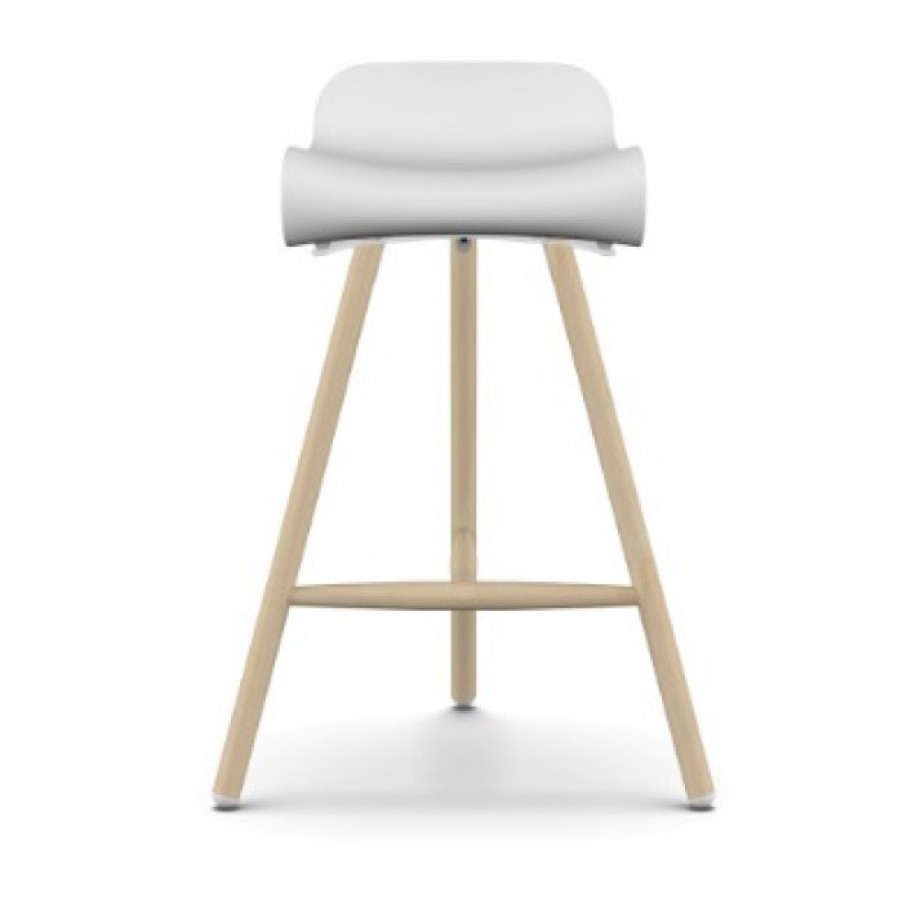 Furniture Furniture Bar Chairs | Kristalia Bcn Bar Stool White/Beech Cm 54 X 52 X H78