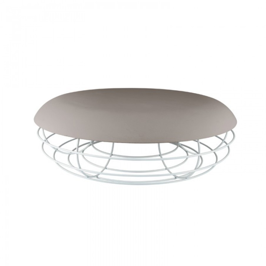 Furniture Furniture Side And Coffee Tables | Atipico Nudo Tafel Wit/Taupe Cm Dia106 X H33