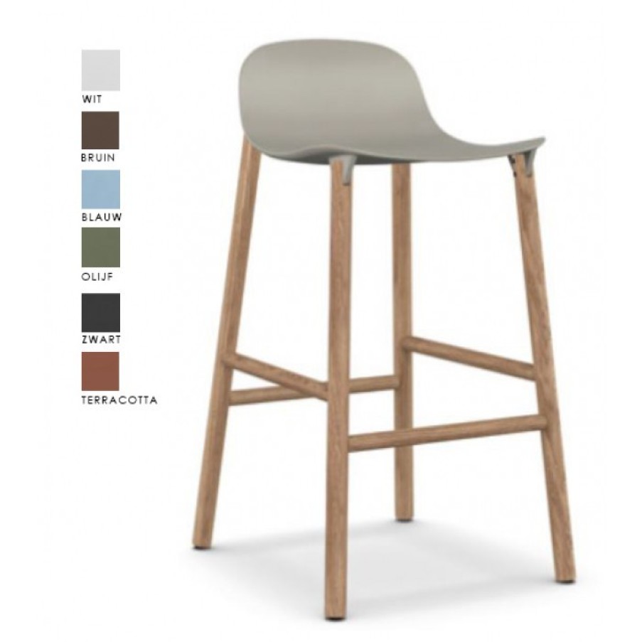 Furniture Furniture Bar Chairs | Kristalia Sharky Bar Stool Oak Legs Cm 44 X 50 X H81