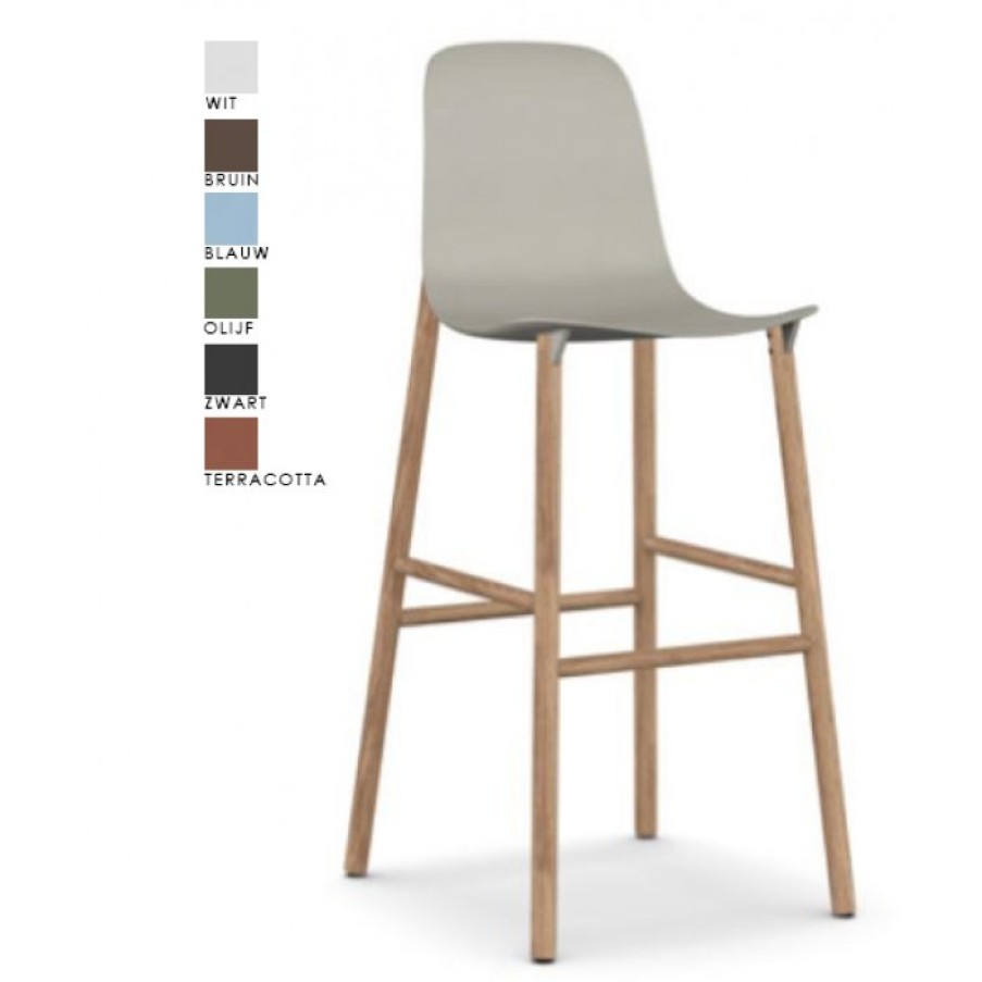 Furniture Furniture Bar Chairs | Kristalia Sharky Bar Stool Oak Legs Cm 48 X 55 X H100