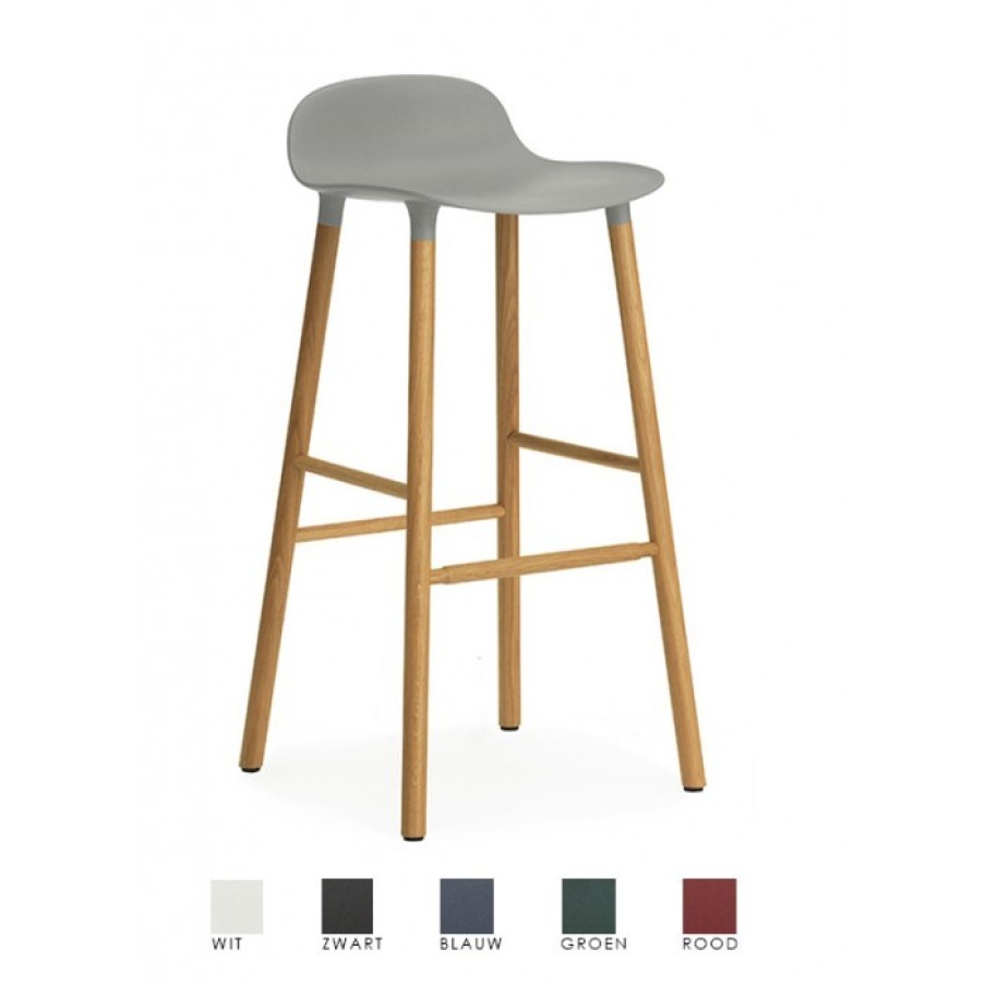 Furniture Furniture Bar Chairs | Normann Copenhagen Form Barstoel Eiken Poten Set Van 2 Cm 45 X 45 X H87