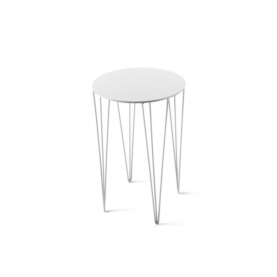 Furniture Furniture Side And Coffee Tables | Atipico Chele Table White Round Cm Dia35 X H50