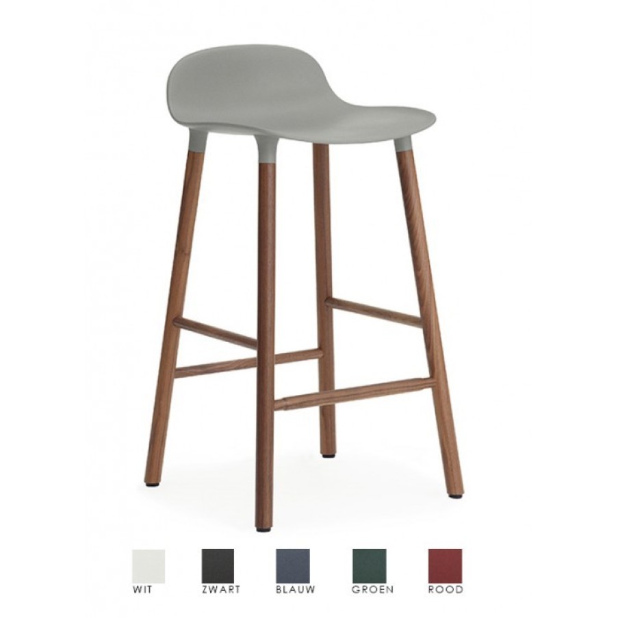 Furniture Furniture Bar Chairs | Normann Copenhagen Form Bar Chair Walnut Legs Set Of 2 Cm 43 X 42.5 X H77