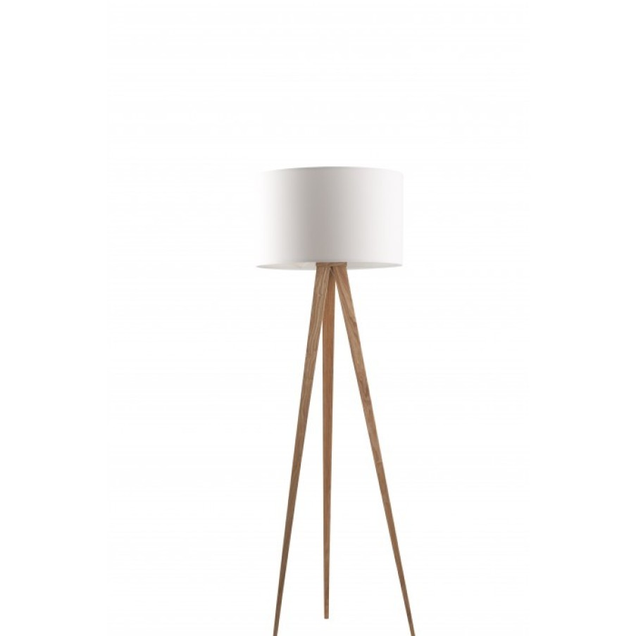 Relief Relief | Zuiver Tripod Wood Standing Lamp White Cm Dia50 X H151