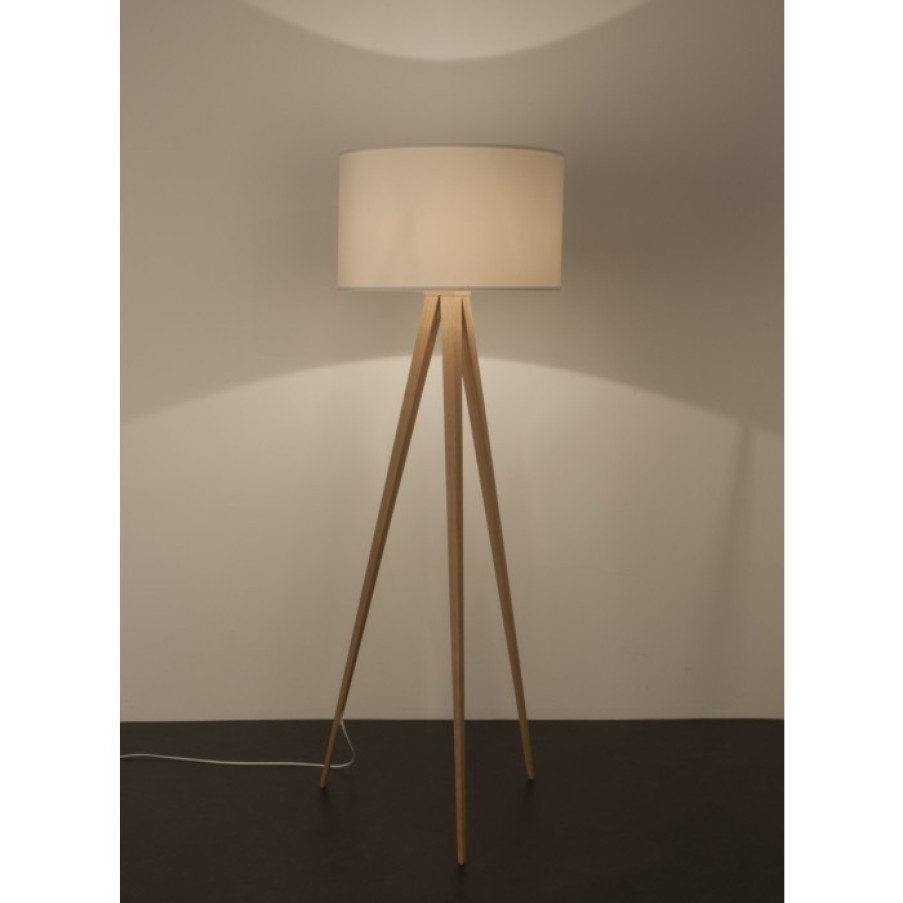 Relief Relief | Zuiver Tripod Wood Standing Lamp White Cm Dia50 X H151