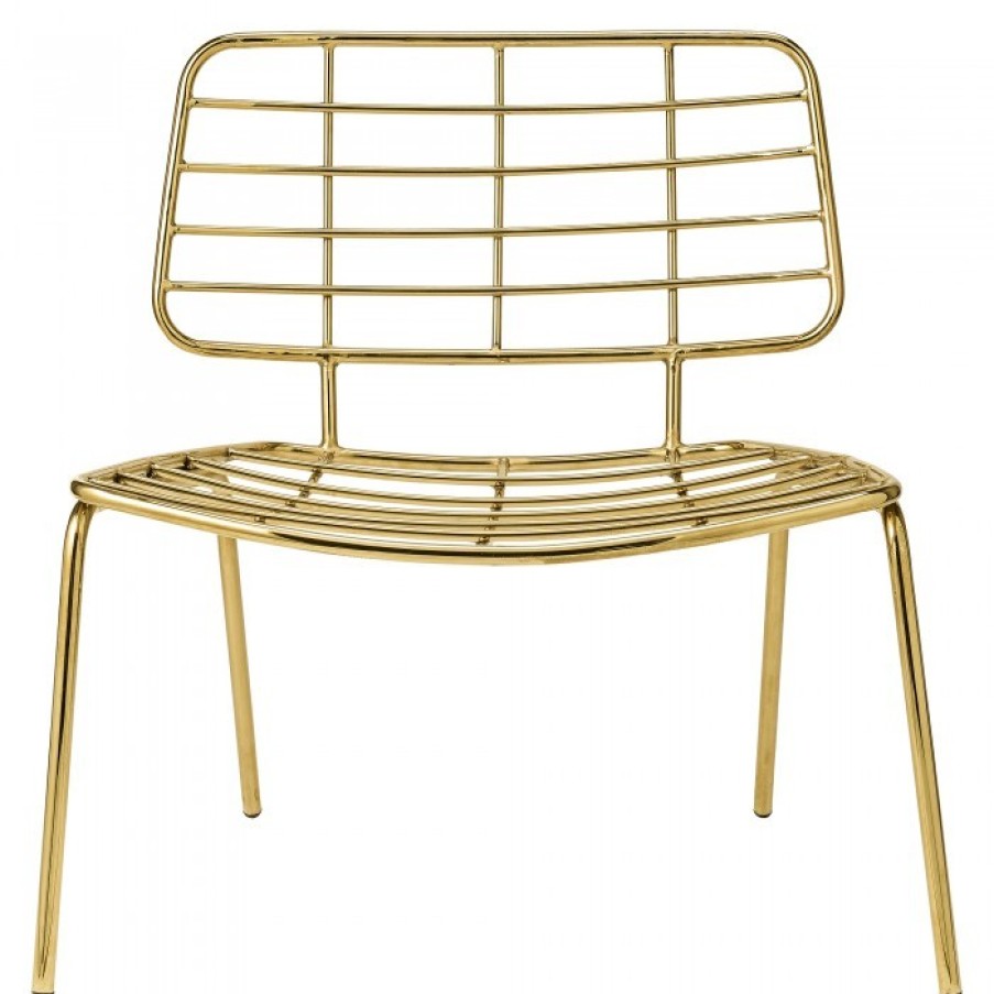 Furniture Furniture Relaxation Chairs | Bloomingville Lounger Mesh Gold Metal Cm 70 X 77 Cm