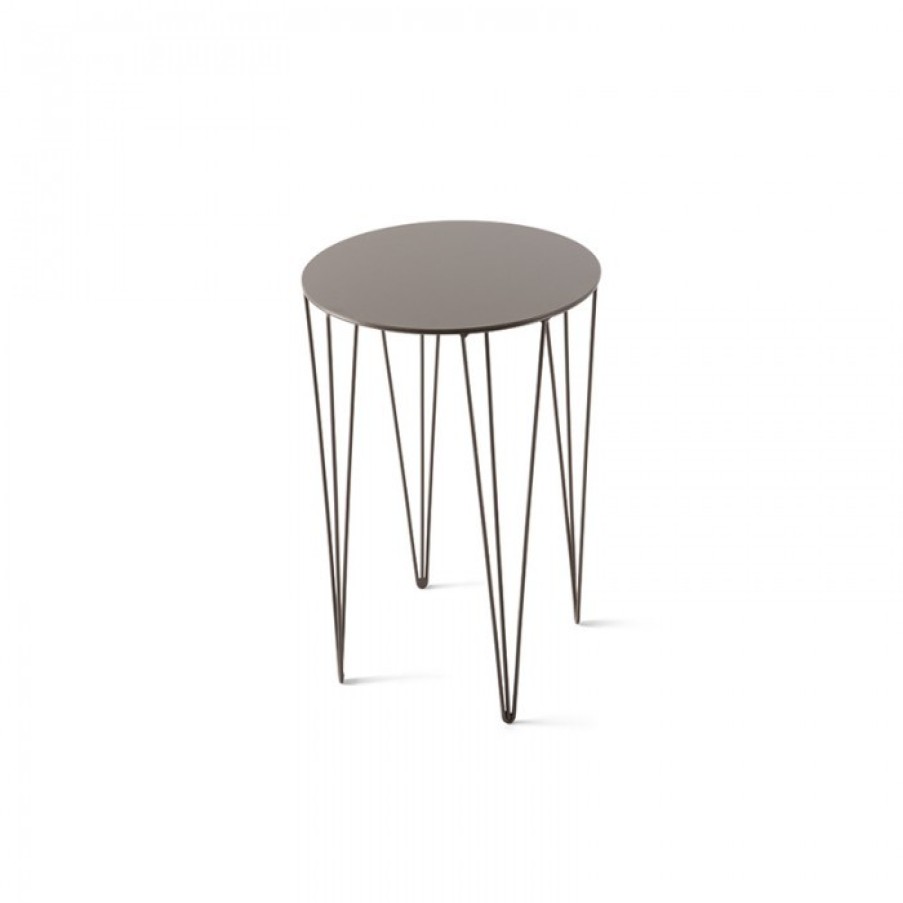 Furniture Furniture Side And Coffee Tables | Atypical Chele Tafel Taupe Round Cm Dia35 X H5