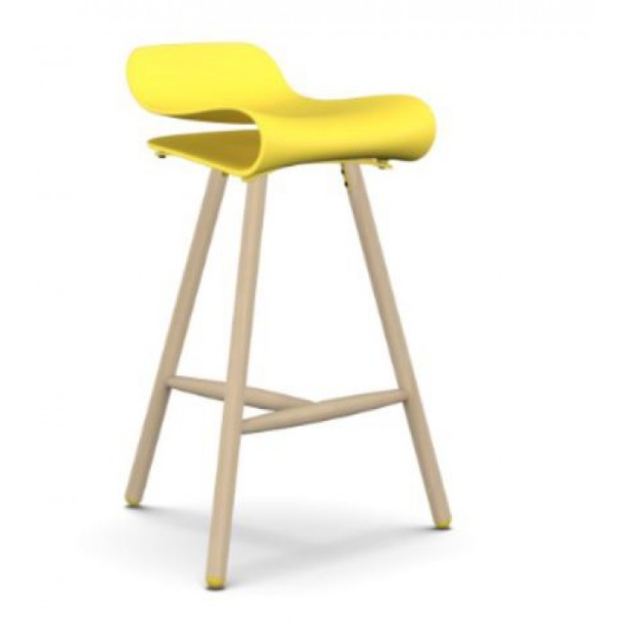 Furniture Furniture Bar Chairs | Kristalia Bcn Barstoel Geel/Beuk Cm 54 X 52 X H78