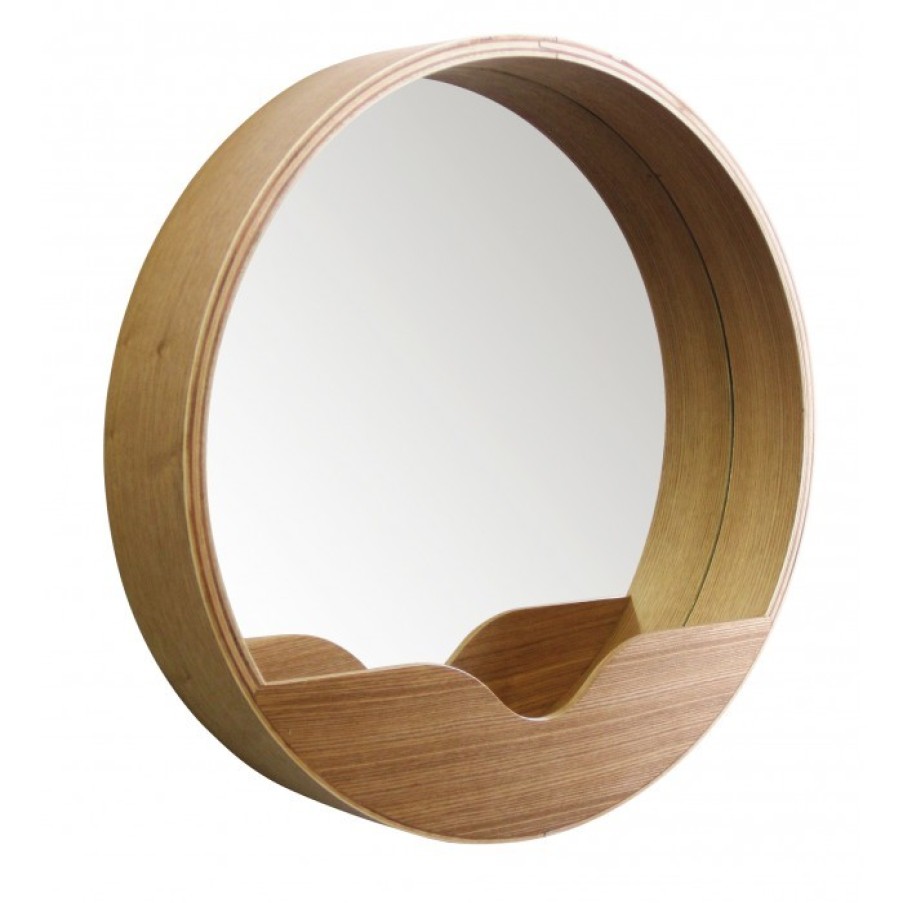 Decor Decor | Zuiver Round Wall Spiegel Hout Small Cm Dia40 X 8