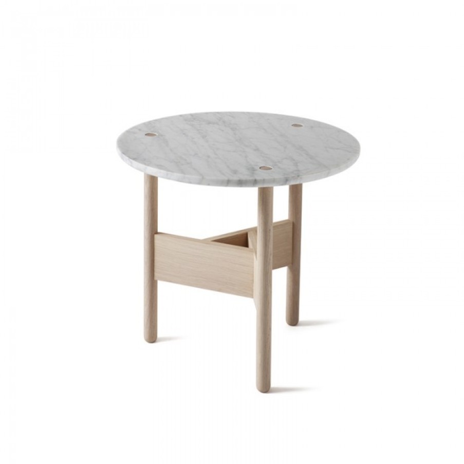 Furniture Furniture Side And Coffee Tables | Atipico Tafel Orbital Eik/Carrara Rond Small Cm Dia50 X H45