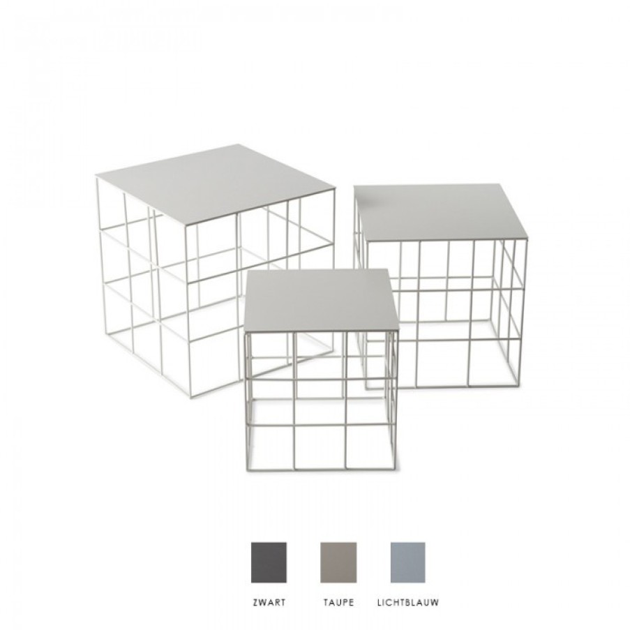 Furniture Furniture Side And Coffee Tables | Atipico Reton Tafels Vierkant Set Van 3