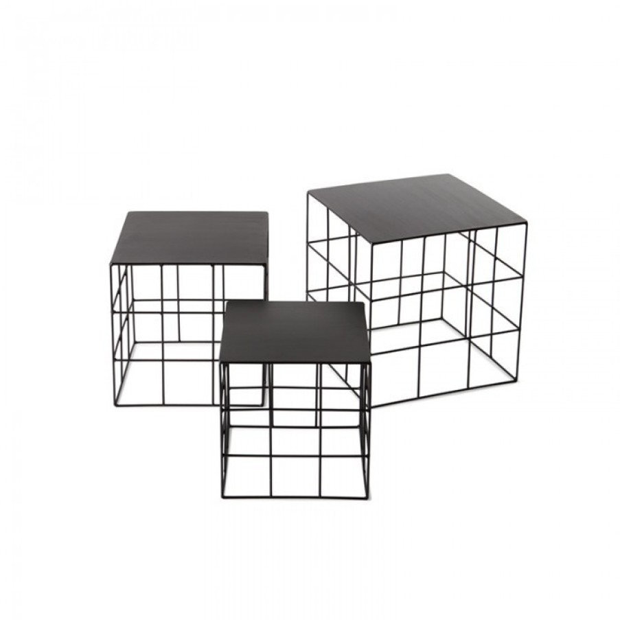 Furniture Furniture Side And Coffee Tables | Atipico Reton Tafels Vierkant Set Van 3