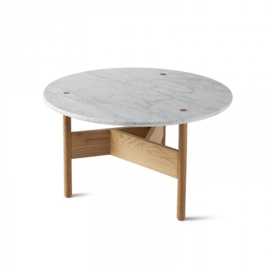 Furniture Furniture Side And Coffee Tables | Atipico Orbital Tafel Eik/Carrara Rond Large Cm Dia70