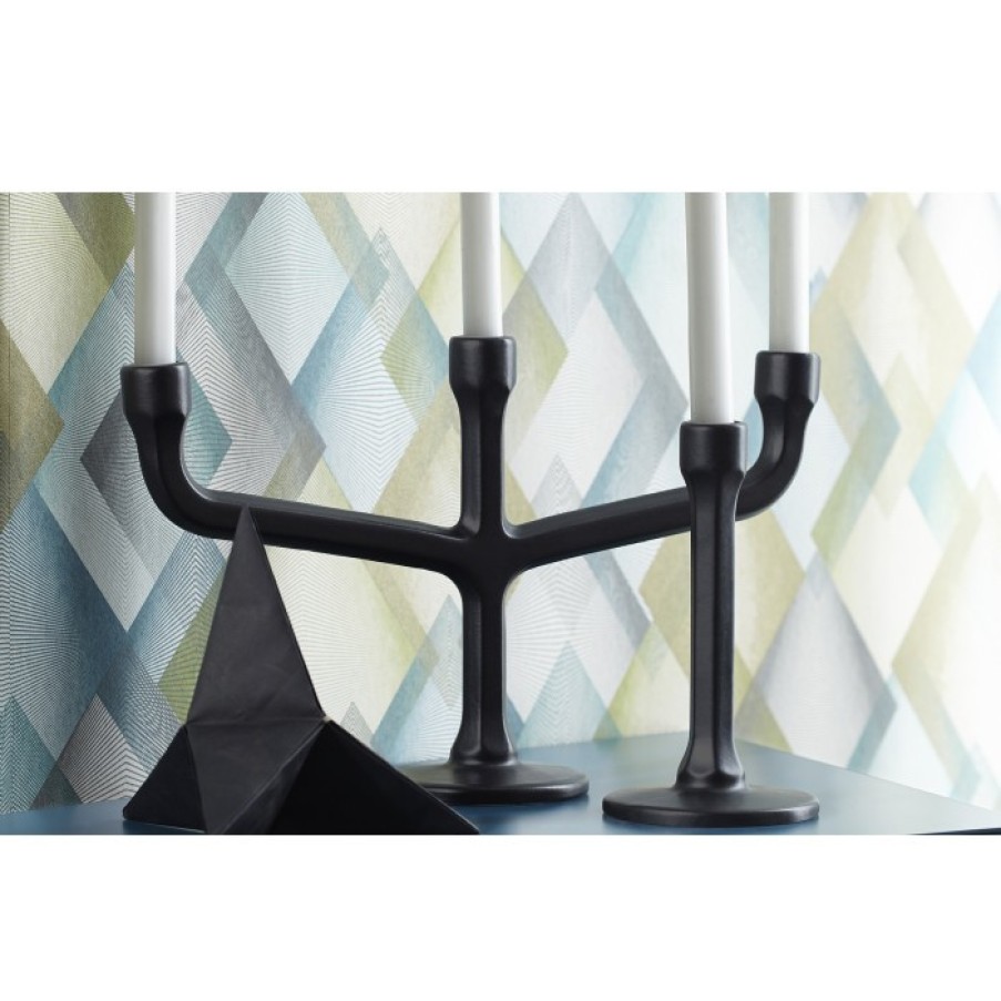 Decor Decor | Atipico Esag Candlestick Black Triple Cm H23