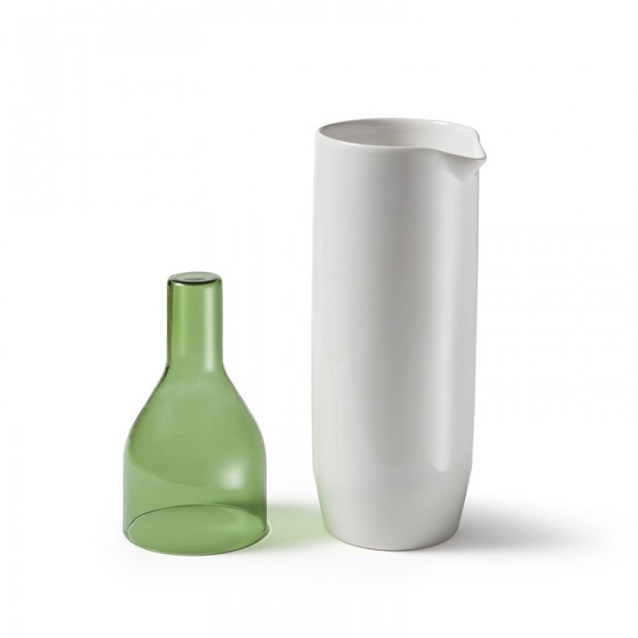 Decor Decor | Atipico Crudo Carafe White/Green Cm Dia9.5 X H34