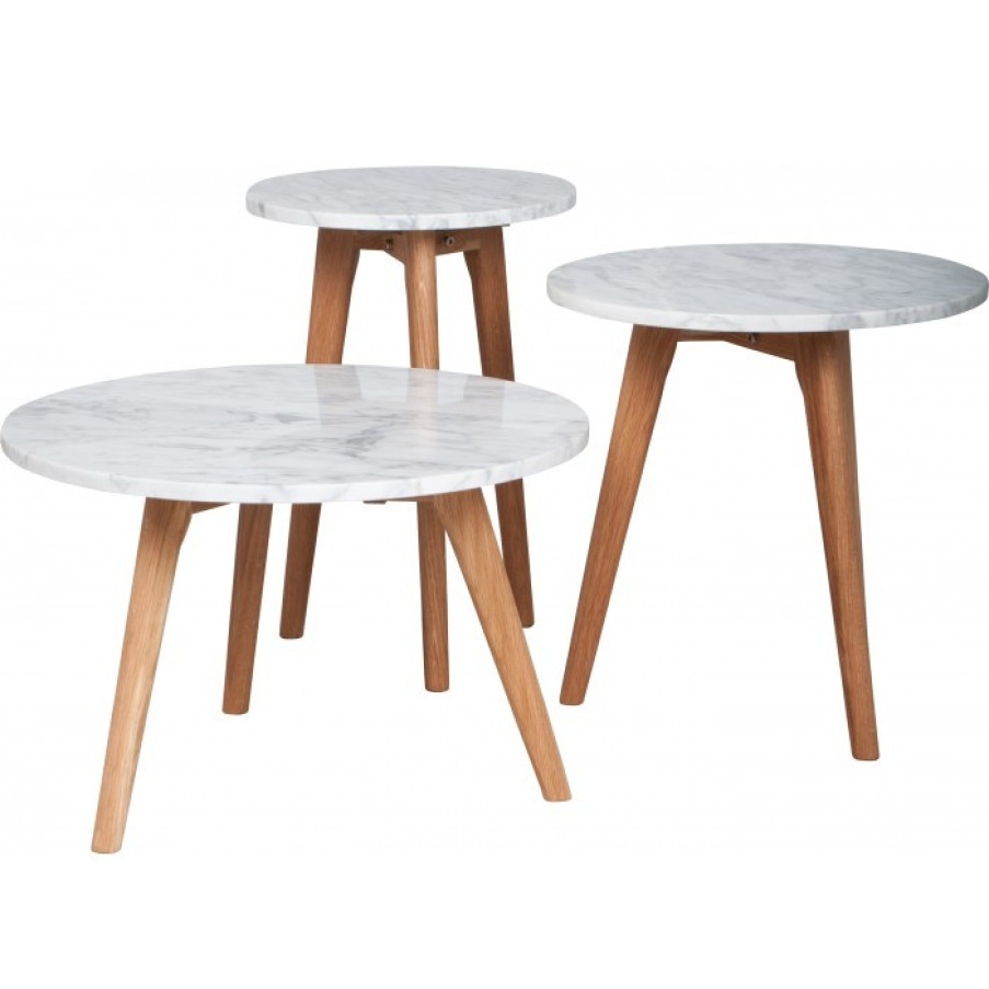 Furniture Furniture Side And Coffee Tables | Zuiver White Stone Tafel Small Marmer Cm Dia32 X H45