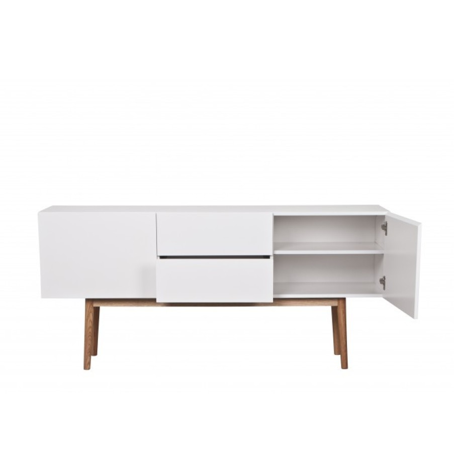 Furniture Furniture Dressers | Zuiver High On Wood 2Dr 2Do Wit Cm 160 X 40 X H71,5