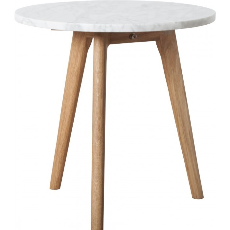 Furniture Furniture Side And Coffee Tables | Pure White Stone Table Medium Marble Cm Dia40 X H40